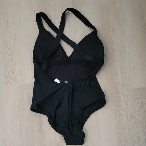 J. Crew Solid Deep V Neck Tank Swimsuit - Black - 6 - Picture 3 of 4